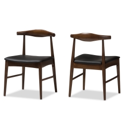 Baxton Studio Winton Mid-Century Modern Walnut Wood Dining Chair Set of 2